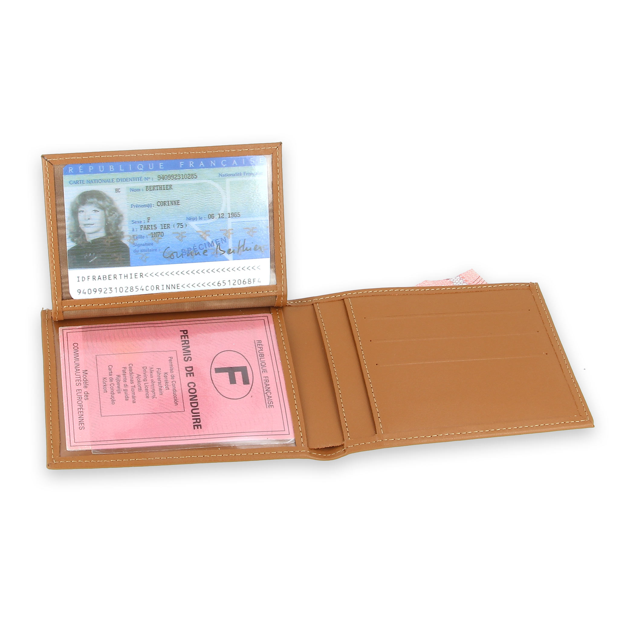 Porte carte d'identité porte feuille en cuir réf FA323 (3 couleurs